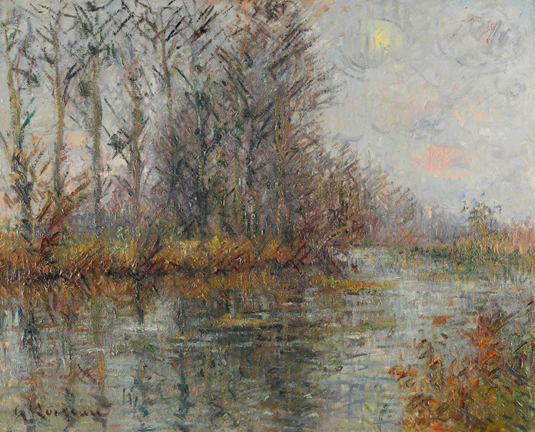 A Bend in the River, Eure, vintage artwork by Gustave Loiseau, 12x8" (A4) Poster