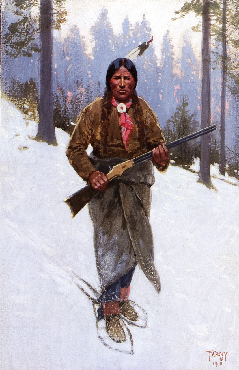In the Pine Woods, vintage artwork by Henry F. Farny, 12x8" (A4) Poster