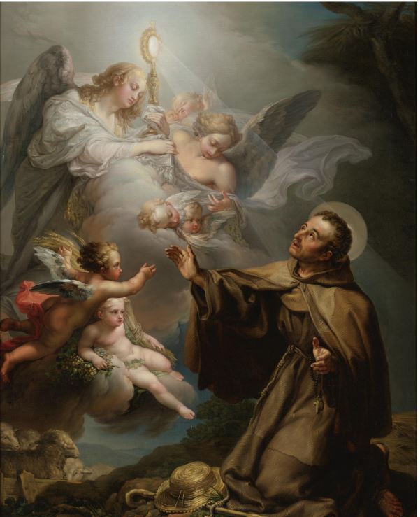 The Apparition Of The Eucharist To San Pascual Bailon, vintage artwork by Vicente López y Portaña, 12x8" (A4) Poster