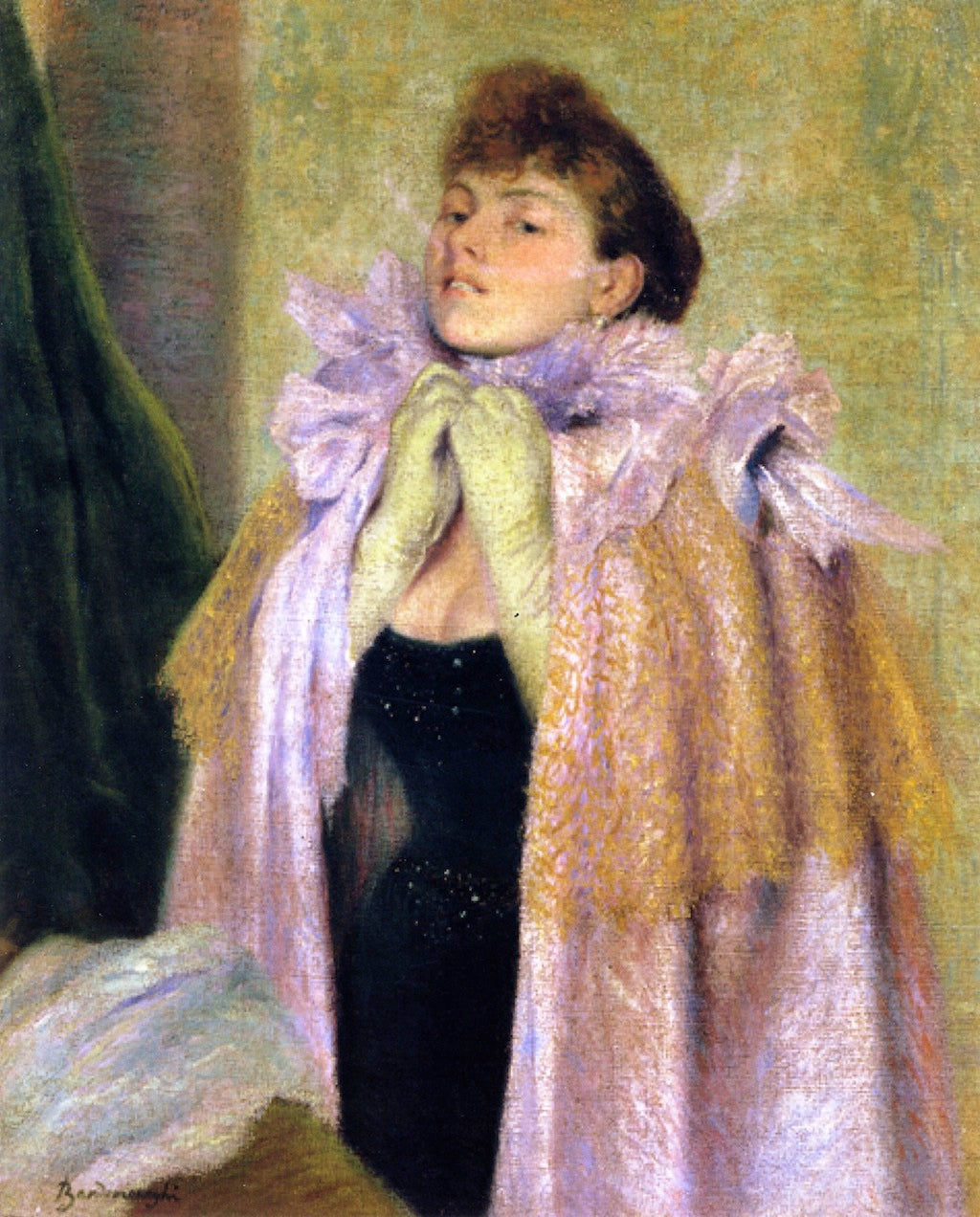 Evening Gala, vintage artwork by Federico Zandomeneghi, 12x8" (A4) Poster