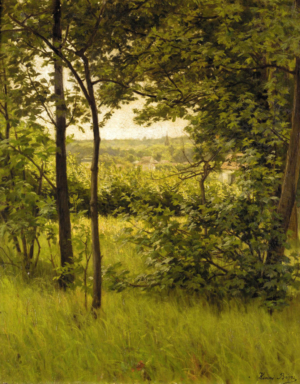 View of a Village, vintage artwork by Henri Biva, 12x8" (A4) Poster