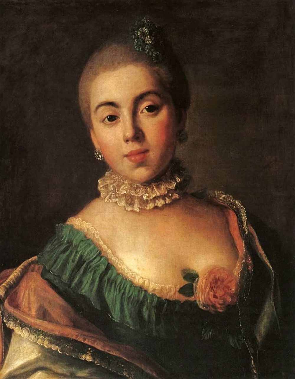 Portrait of Princess Golitsyn, vintage artwork by Pietro Antonio Rotari, 12x8" (A4) Poster
