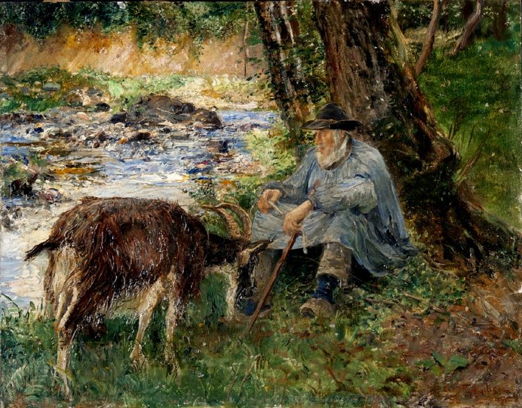 French Goatherd, vintage artwork by Ernst Josephson, 12x8" (A4) Poster