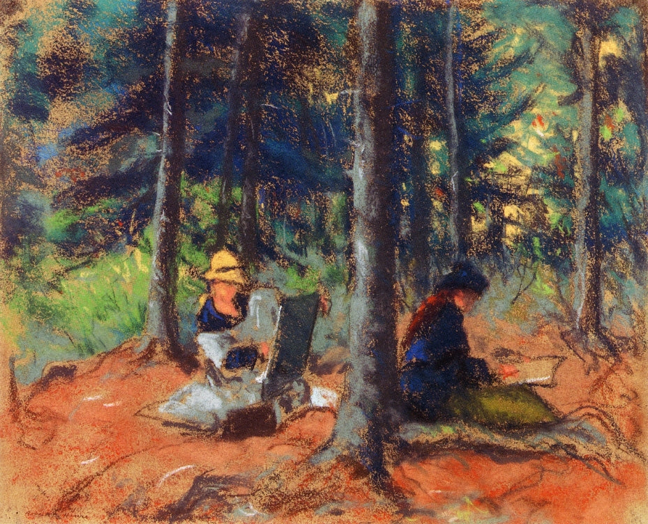 Artists in the Woods, vintage artwork by Robert Henri, 12x8" (A4) Poster