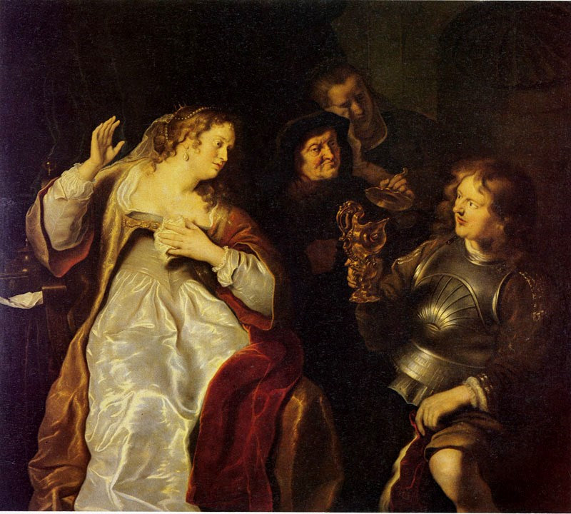 Sophonisba Receiving the Cup of Poison, vintage artwork by Salomon Koninck, 12x8" (A4) Poster