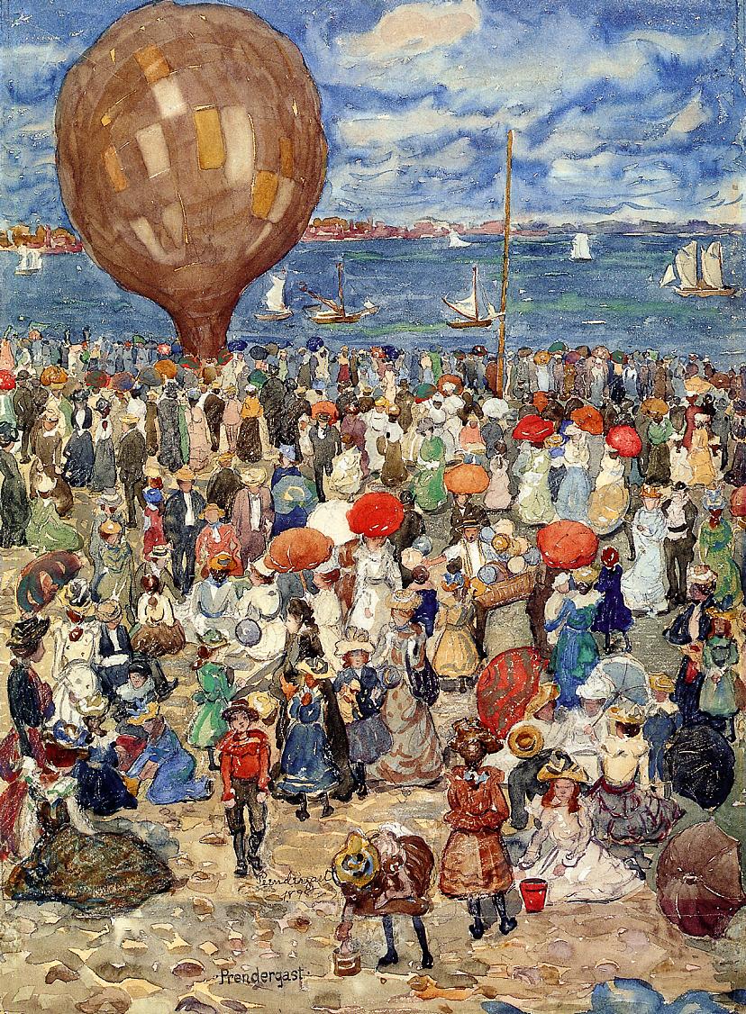 The Balloon, vintage artwork by Maurice Prendergast, 12x8" (A4) Poster