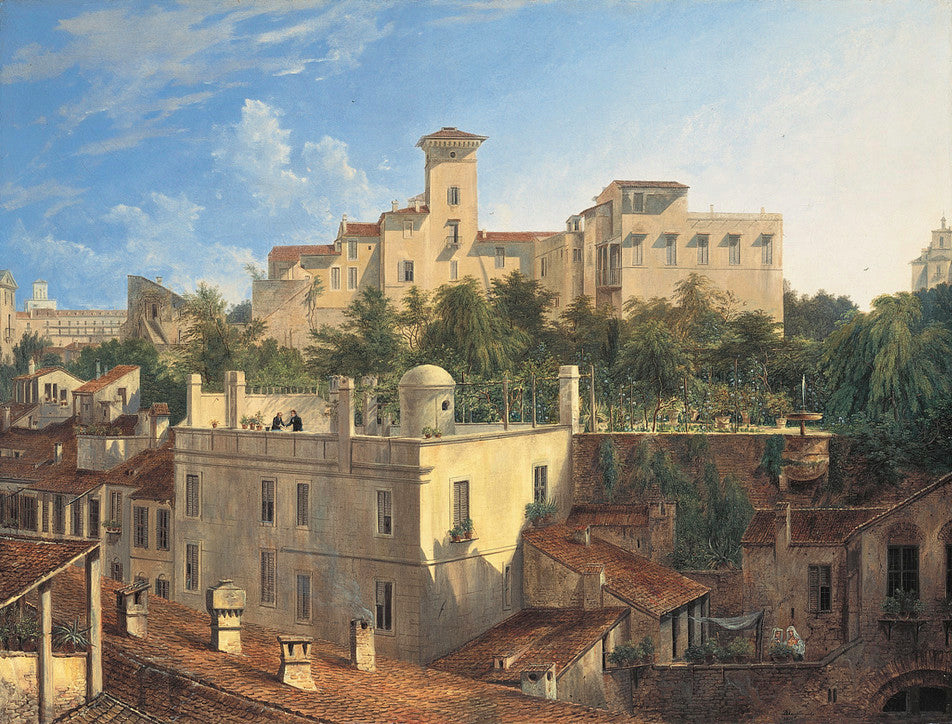 Villa Malta in Rome, vintage artwork by Domenico Quaglio the Younger, 12x8" (A4) Poster
