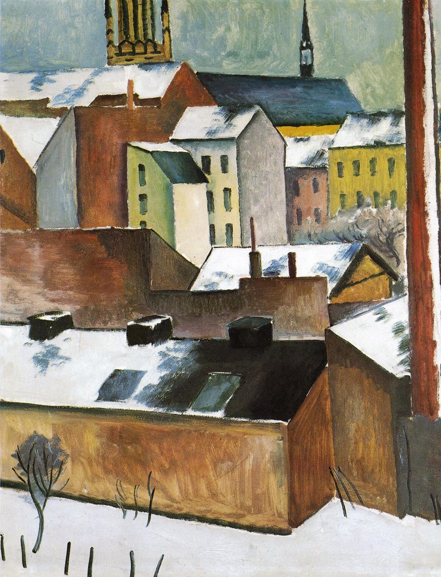 St Mary's in the Snow, vintage artwork by August Macke, 12x8" (A4) Poster