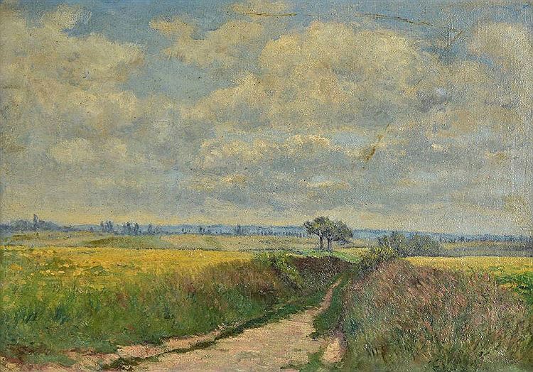 Road through the Plains of Fontenelle, vintage artwork by Victor Vignon, 12x8" (A4) Poster