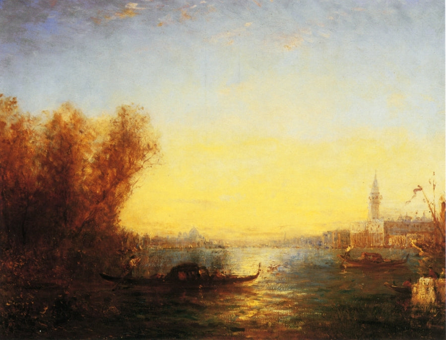 Gondolas on the Lagoon, Veniice, vintage artwork by Felix-Francois-Georges-Philbert Ziem, 12x8" (A4) Poster