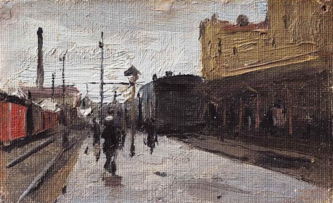 Railway Station in Kiev by Nikolai Pimonenko,A3(16x12")Poster