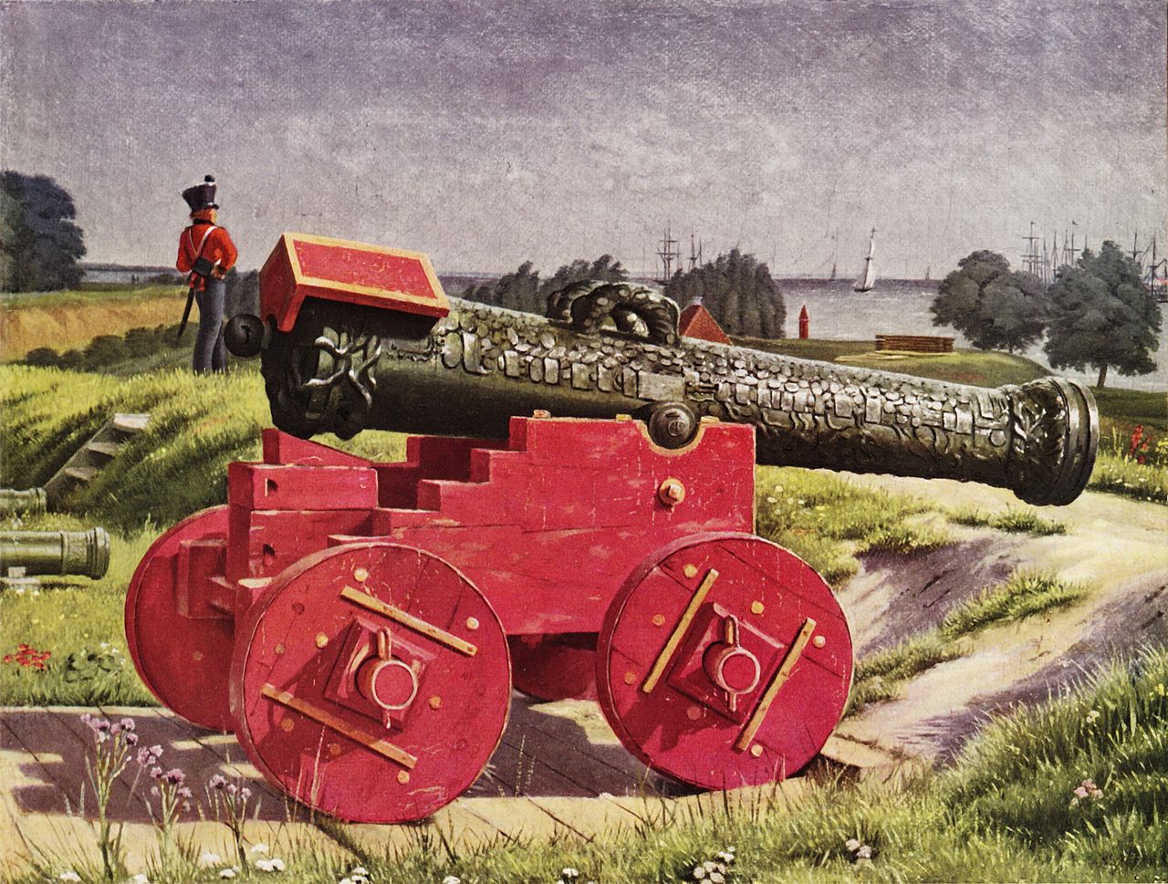 Cannon at the Citadel, vintage artwork by Martinus Rørby e, A3 (16x12") Poster Print