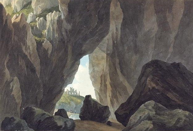 Tenby - View from a Rocky Cave, vintage artwork by John Warwick Smith, 12x8" (A4) Poster