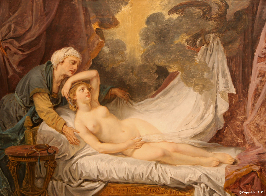 Aegina Visited by Jupiter, vintage artwork by Jean-Baptiste Greuze, 12x8" (A4) Poster