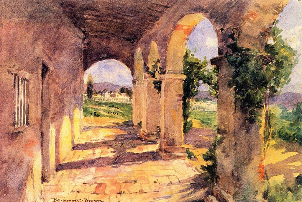 Corridors of San Juan Capistrano by Benjamin Chambers Brown,A3(16x12")Poster