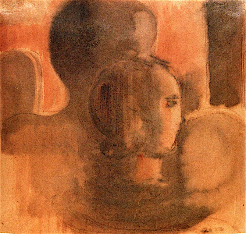 Girl's Head and Dark Silhouette, vintage artwork by Oskar Schlemmer, 12x8" (A4) Poster