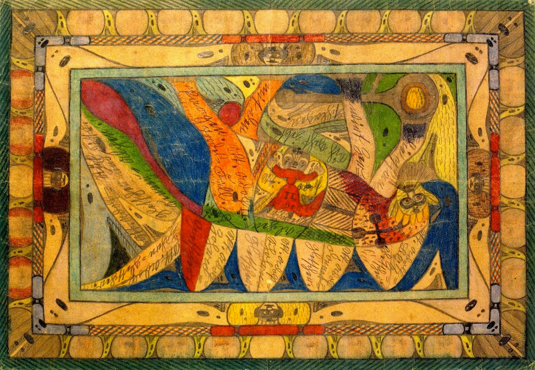 Saint Lawrence-Cat in Australia, vintage artwork by Adolf Wölfli, 12x8" (A4) Poster
