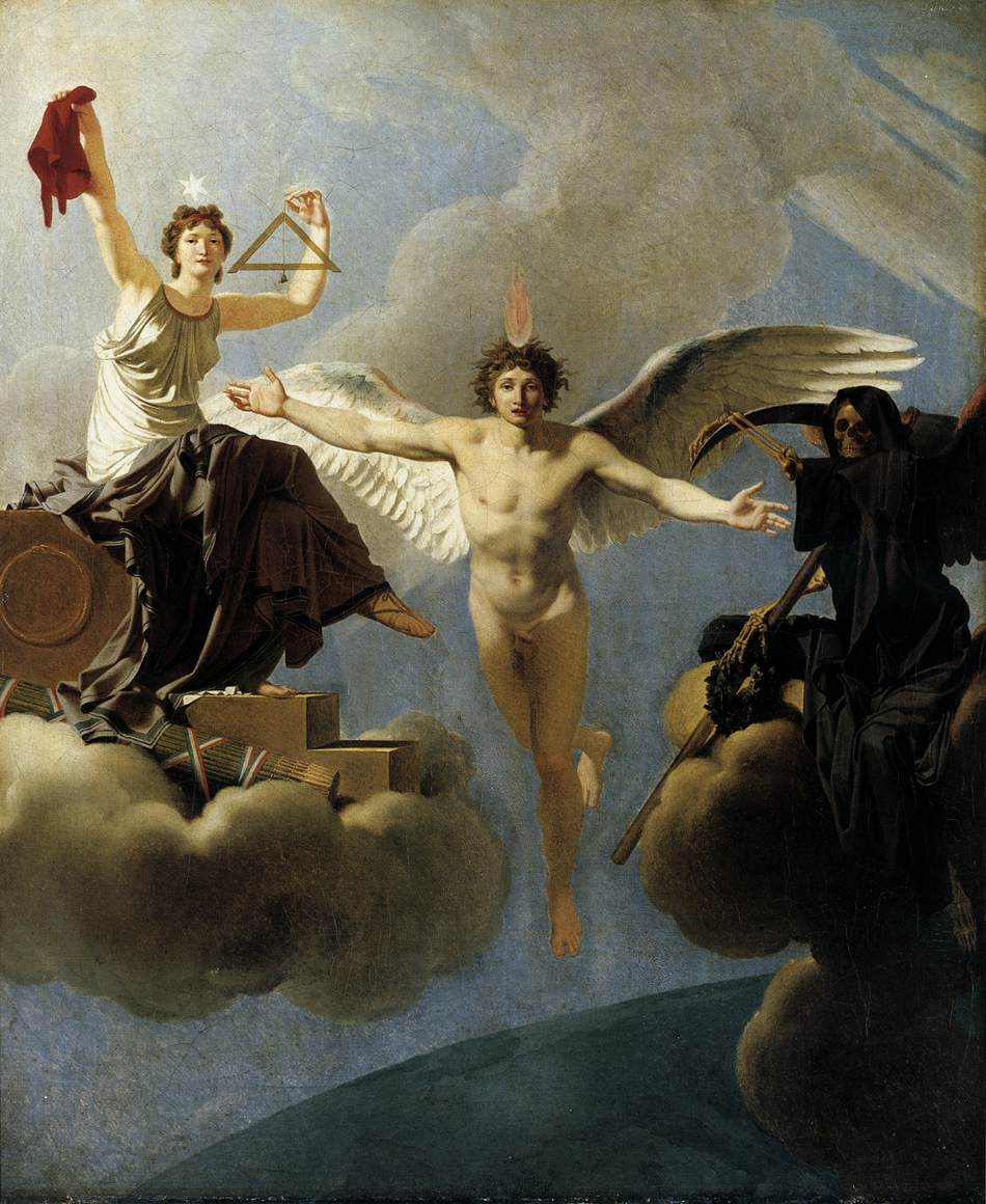 The Genius of France between Liberty and Death, vintage artwork by Jean-Baptiste Regnault, 12x8" (A4) Poster
