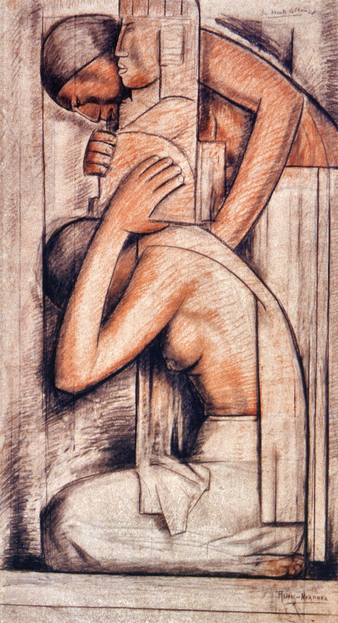 Estudio para 'Monte Alban', vintage artwork by Alfredo Ramos Martinez, 12x8" (A4) Poster