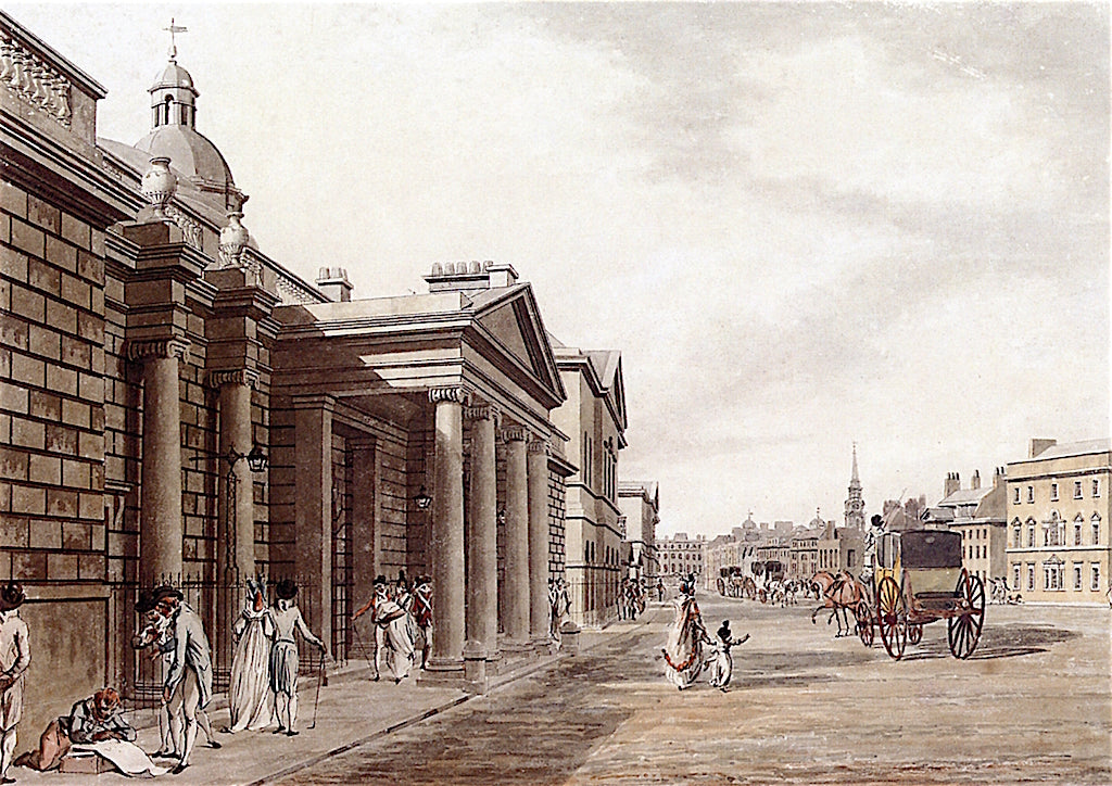 Melbourne House Looking along Whitehall, vintage artwork by Thomas Malton the Younger, 12x8" (A4) Poster