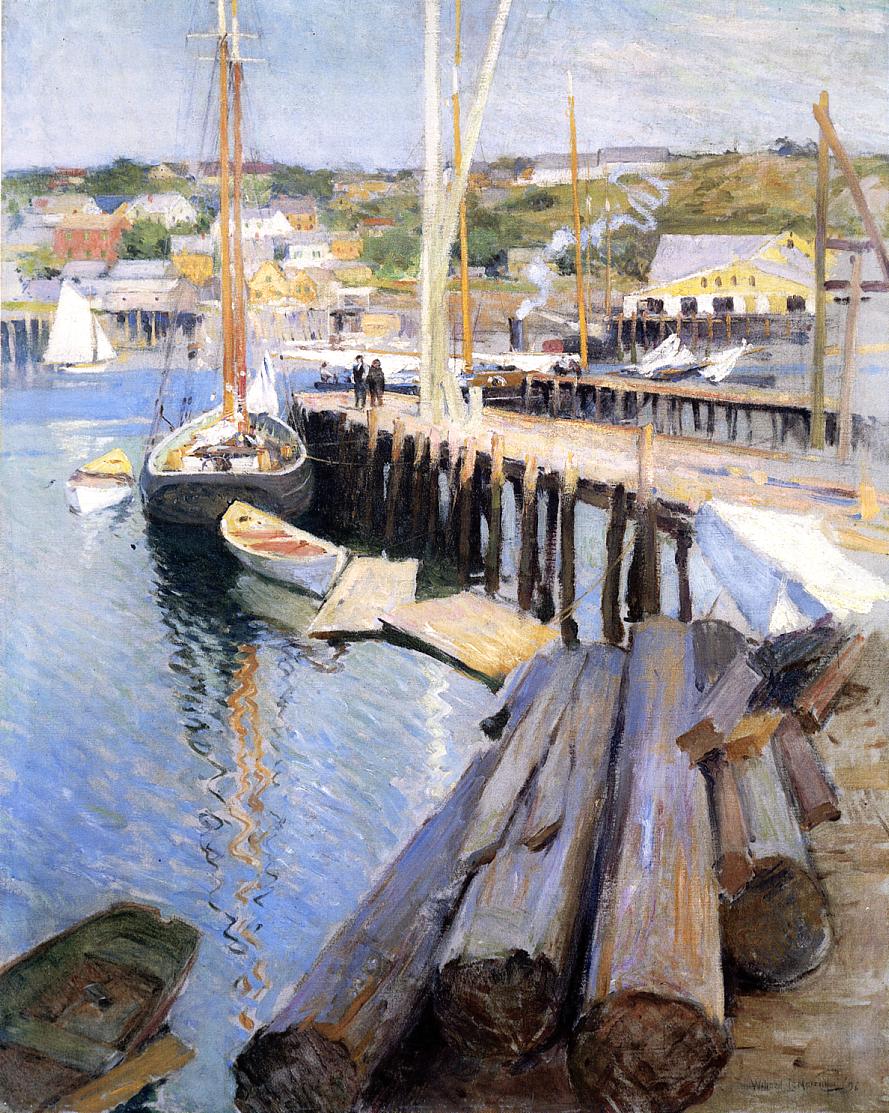 Fish Wharves - Gloucester by Willard Leroy Metcalf,A3(16x12")Poster