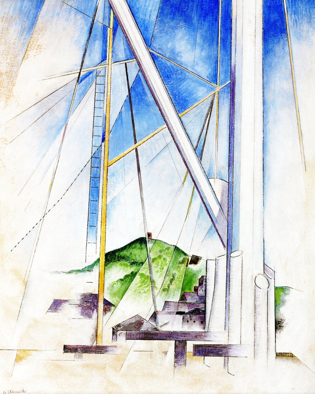 In the Key of Blue, vintage artwork by Charles Demuth, 12x8" (A4) Poster