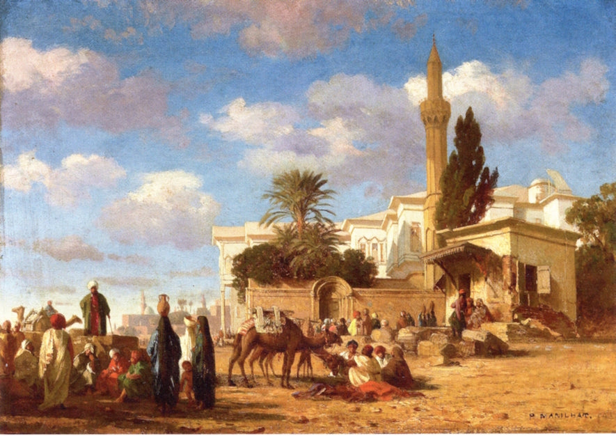 A Gathering outside the City Walls, vintage artwork by Prosper-Georges-Antoine Marilhat, A3 (16x12") Poster Print