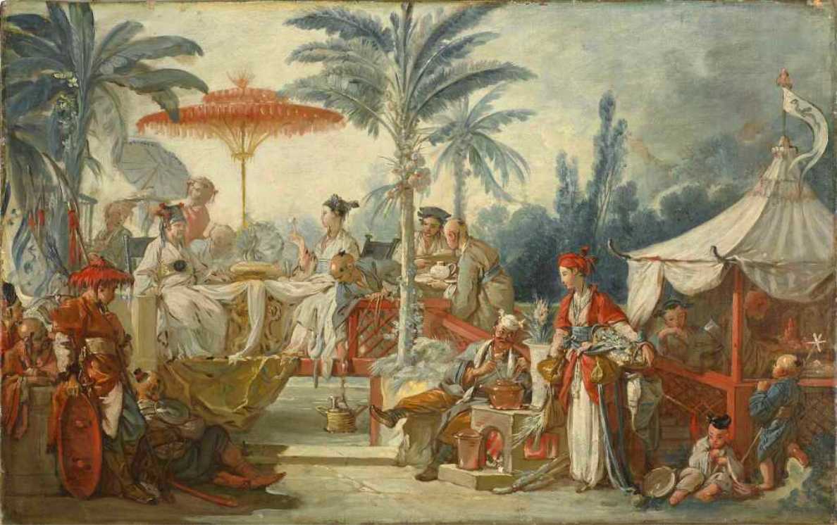 Banquest of the Chinese Emperor, vintage artwork by François Boucher, 12x8" (A4) Poster