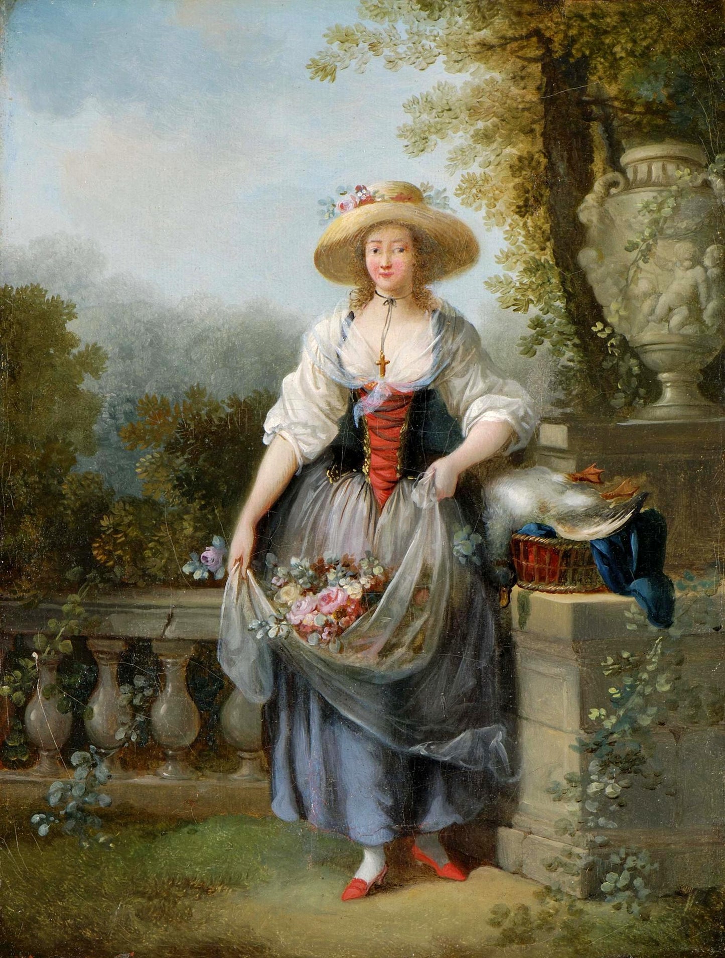 Gardener in Straw Hat, vintage artwork by Jean-Frederic Schall, 12x8" (A4) Poster