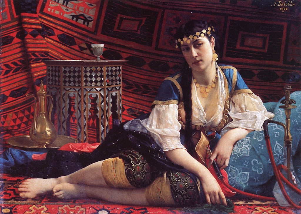 N'fissa, Woman of Algiers, vintage artwork by Francois Alfred Delobbe, 12x8" (A4) Poster