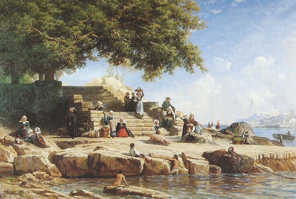 Le passage du bac à Treboul, vintage artwork by Auguste Paul Charles Anastasi, A3 (16x12") Poster Print