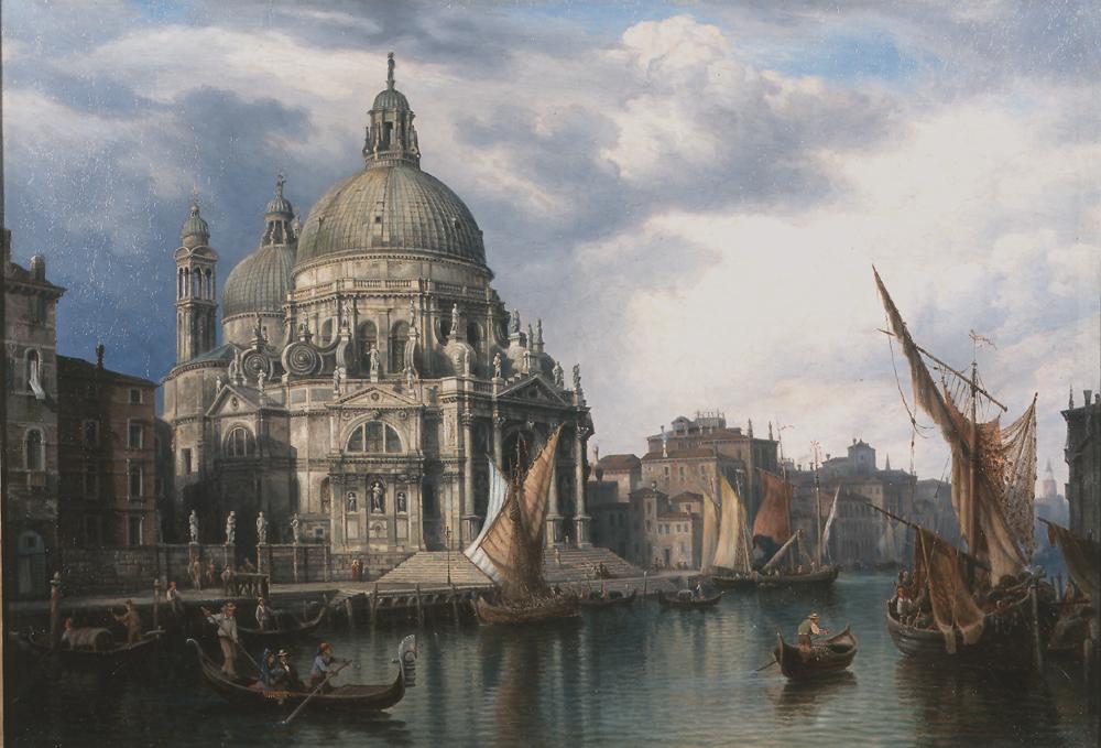 A View of the Grand Canal with Sta. Maria della Salute, vintage artwork by Henry Jaeckel, 12x8" (A4) Poster