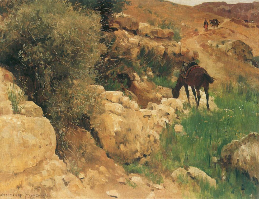 Ancient Enclosure of a Spring, Syria (Antike Quellfassung, Syrien), vintage artwork by Eugen Felix Prosper Bracht, 12x8" (A4) Poster