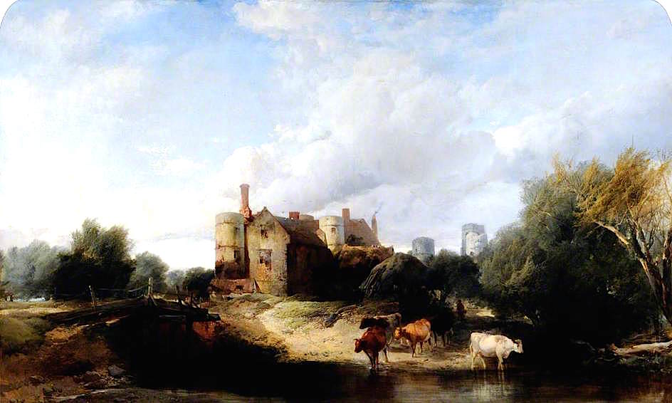 The Old Hall, Lincolnshire, vintage artwork by Henry Bright, A3 (16x12") Poster Print
