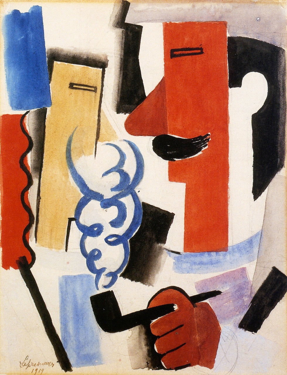 Soldier Smoking, vintage artwork by Roger de la Fresnaye, 12x8" (A4) Poster