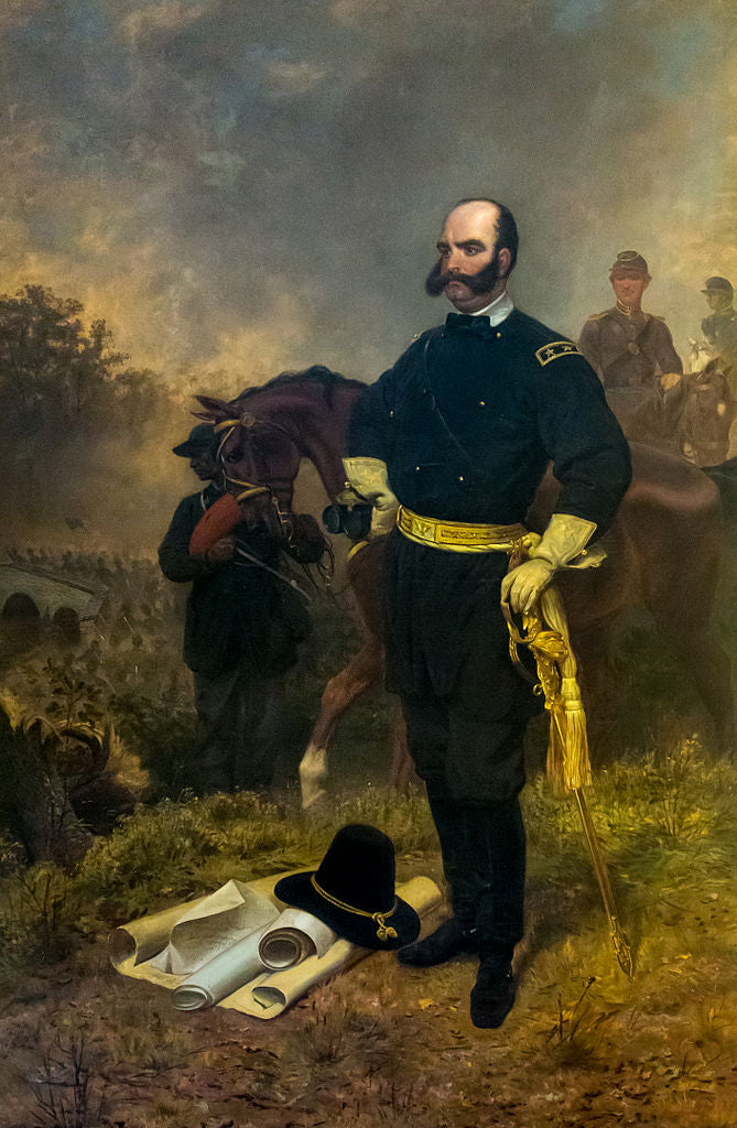 General Ambrose Burnside at Antietam, vintage artwork by Emanuel Gottlieb Leutze, A3 (16x12") Poster Print