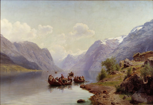 Bridal Escort on the Hardanger Fiord, vintage artwork by Johan Fredrik Eckersberg, A3 (16x12") Poster Print