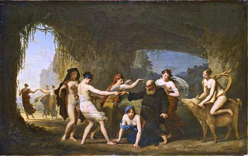 Temptation of Saint-Anthony, vintage artwork by Jacques-Antoine Vallin, 12x8" (A4) Poster