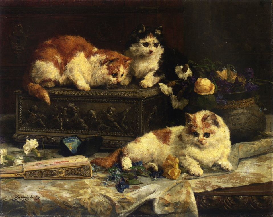 The Three Kittens by Charles van den Eycken,A3(16x12")Poster