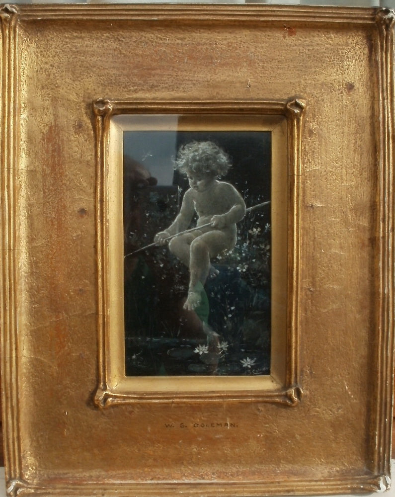 Putti Fishing., vintage artwork by William Stephen Coleman, 12x8" (A4) Poster