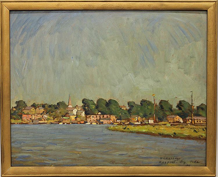 Keyport, Big Tide, vintage artwork by William Langson Lathrop, 12x8" (A4) Poster
