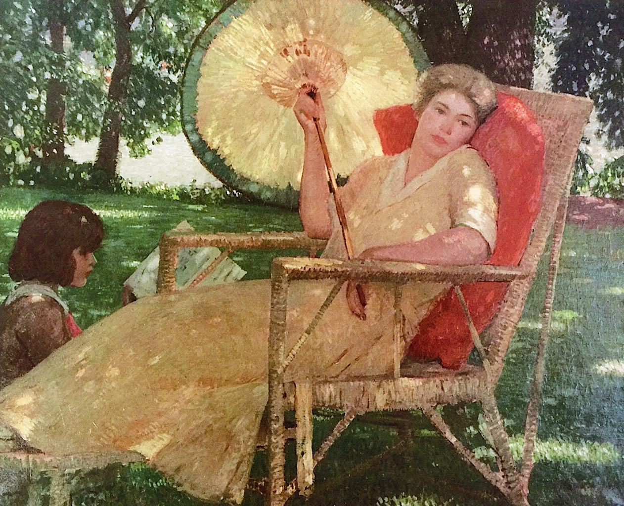 Lawn Shadows, vintage artwork by Rae Sloan Bredin, 12x8" (A4) Poster
