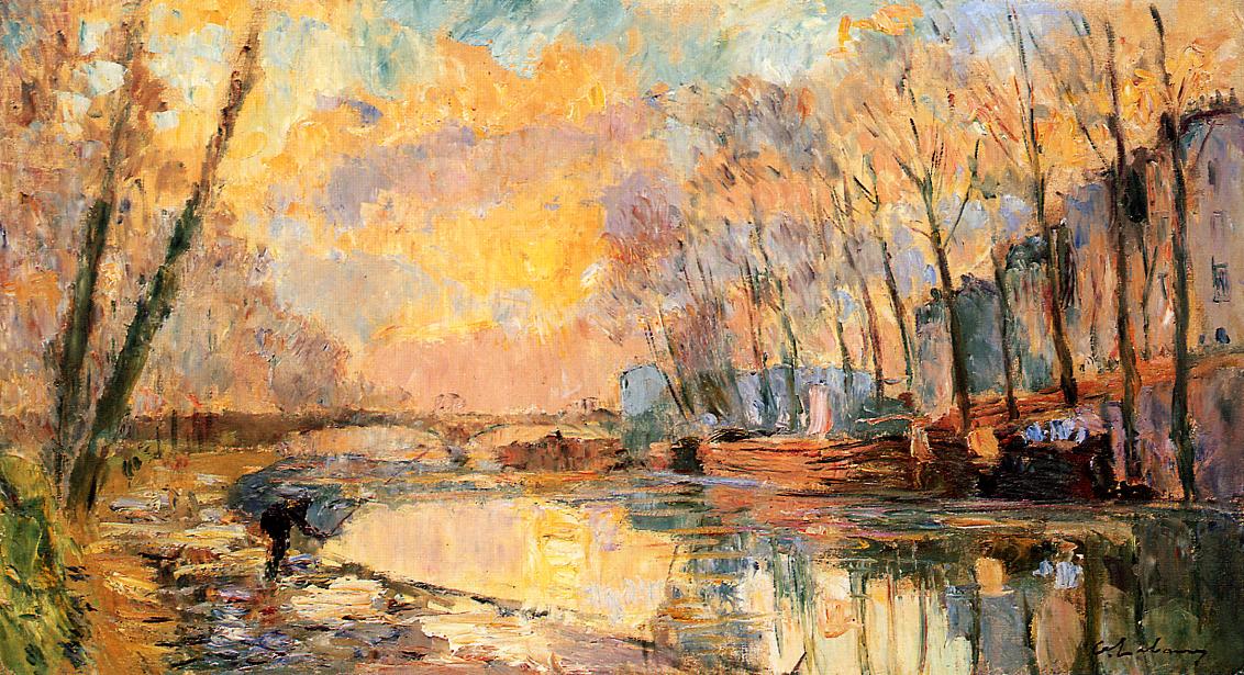 The Canal at Charenton, vintage artwork by Albert Lebourg, 12x8" (A4) Poster