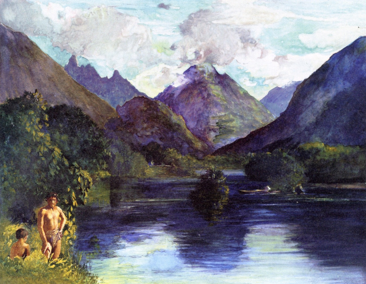 Entrance to Tautira River, Tahiti, vintage artwork by John La Farge, 12x8" (A4) Poster