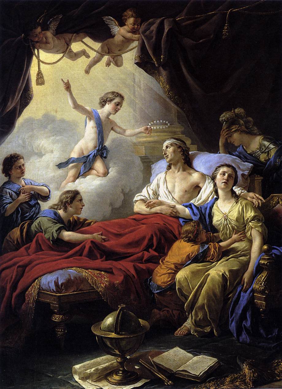 Allegory on the Death of the Dauphin, vintage artwork by Louis Jean François Lagrenee, 12x8" (A4) Poster