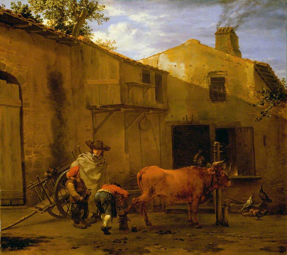 A Smith Shoeing a Horse, vintage artwork by Carel Dujardin, 12x8" (A4) Poster