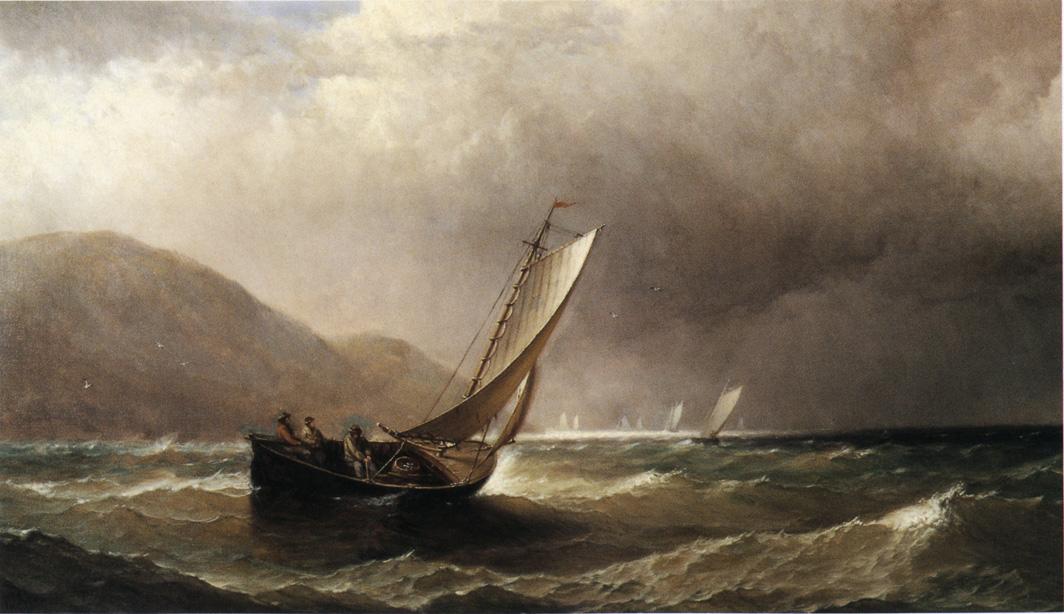 Breezy Day of Boston Light, vintage artwork by William Richardson Tyler, 12x8" (A4) Poster