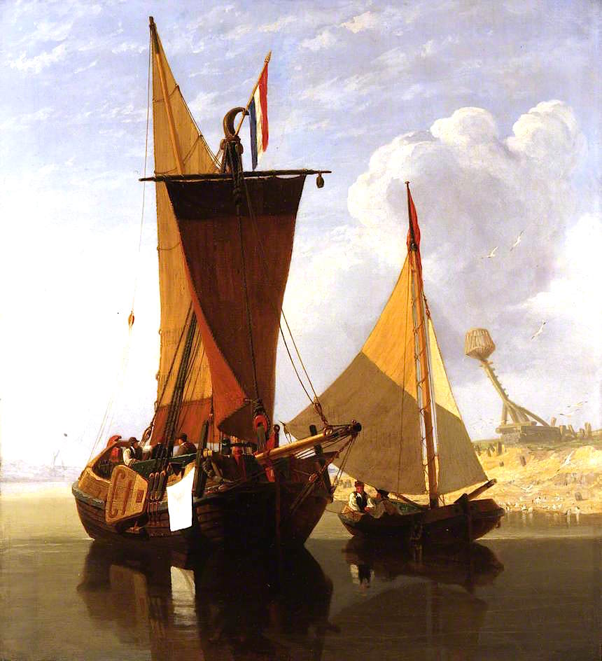 Boats on the Medway, a Calm, vintage artwork by Miles Edmund Cotman, A3 (16x12") Poster Print