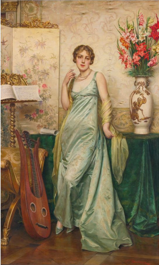A Pause in the Music, vintage artwork by Charles Joseph Frederick Soulacroix, 12x8" (A4) Poster