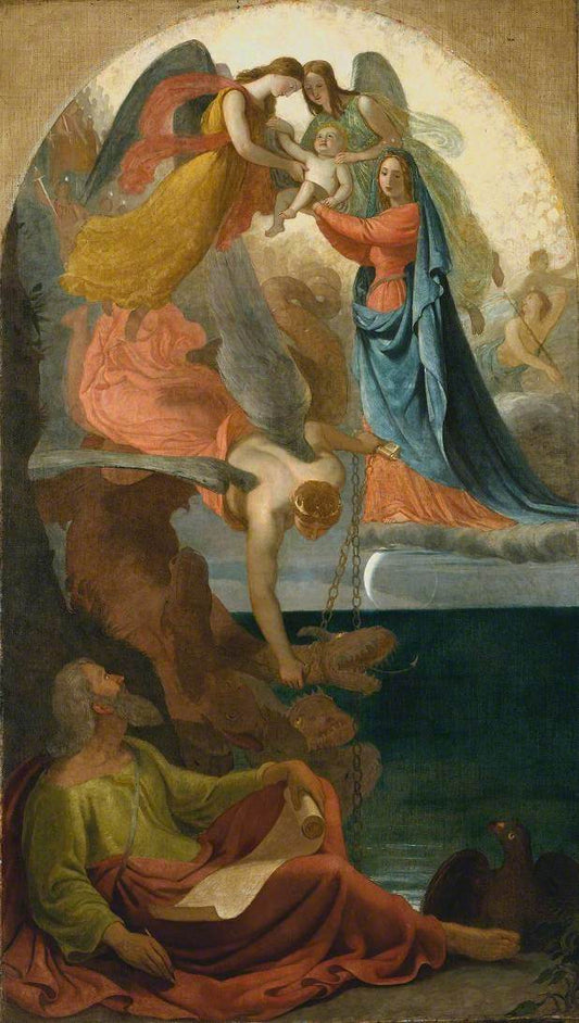 The Infant of the Apocalypse Saved from the Dragon, vintage artwork by Joseph Severn, A3 (16x12") Poster Print